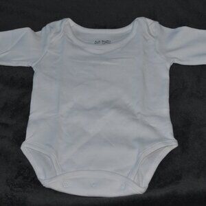 100% Cotton Baby Unisex Size 9-12 Months Long Sleeve White Bodysuit White